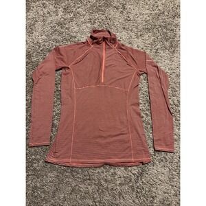 COLUMBIA Women's M Medium Omni Wick Shirt 1/4 Zip Pink Striped Long Sleeve